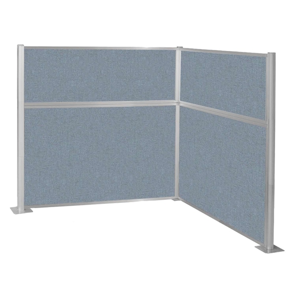 Pre-Configured Hush Panel Cubicle (L Shape) 6' x 6' L-Build Powder Blue Fabric
